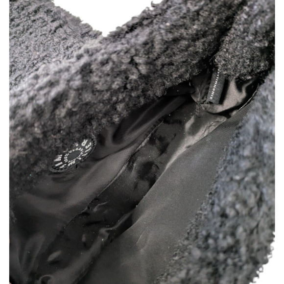 Simon Miller Black Retro Bag In Fuzzy Faux Sherpa Boucle Shoulder Bag Flap Top - Picture 9 of 10